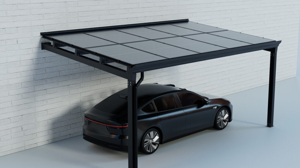 Column Type Solar Carport Against Wall(1)