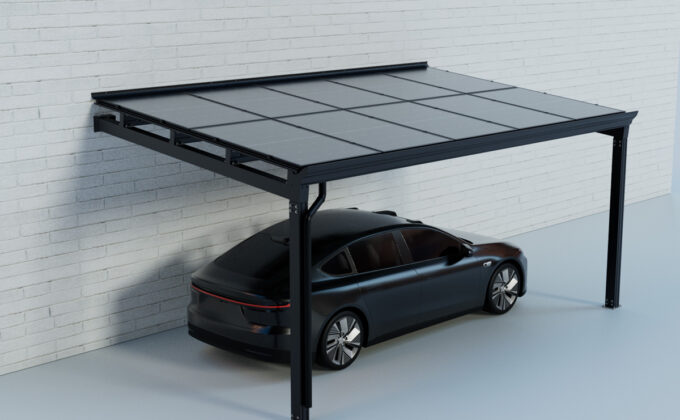 Column Type Solar Carport Against Wall(1)