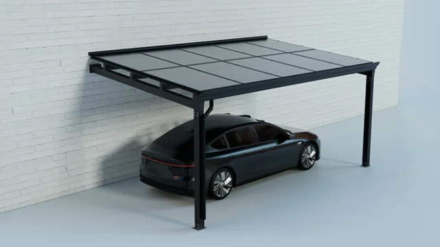 Ecosolarcarport wandmontiertes Einzel-Solarcarport aus Aluminium – Zum Produkt