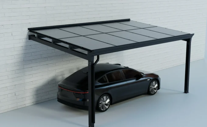Column Type Solar Carport Against Wall(1)